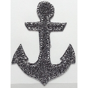 Ecusson scintillant ancre marine noire/argent