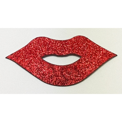 Ecusson  thermocollant "bouche" scintillant rouge